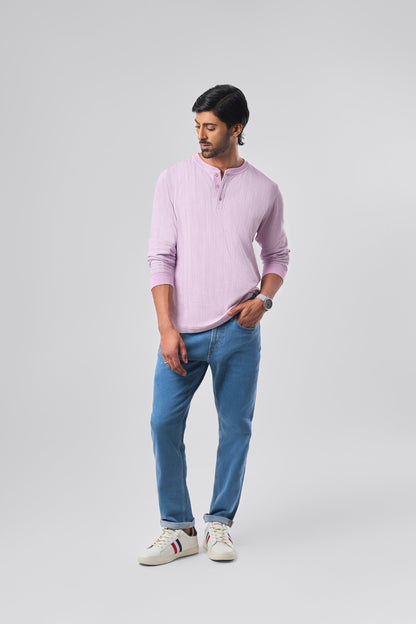Waffle Henley - Lilac