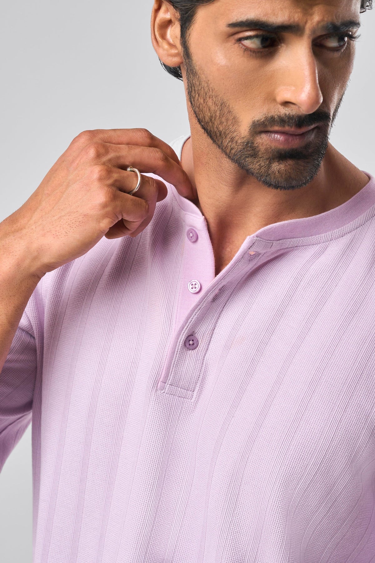 Waffle Henley - Lilac