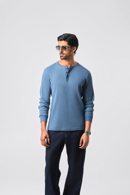 Waffle Henley - DkBlue