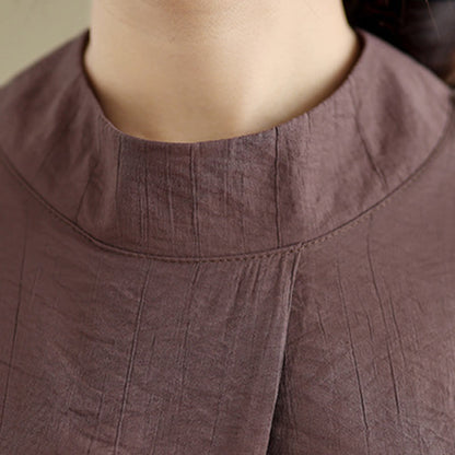 Buddha Stones Casual Plain Back Buttom Design Stand Collar Women's Sleeveless Vest