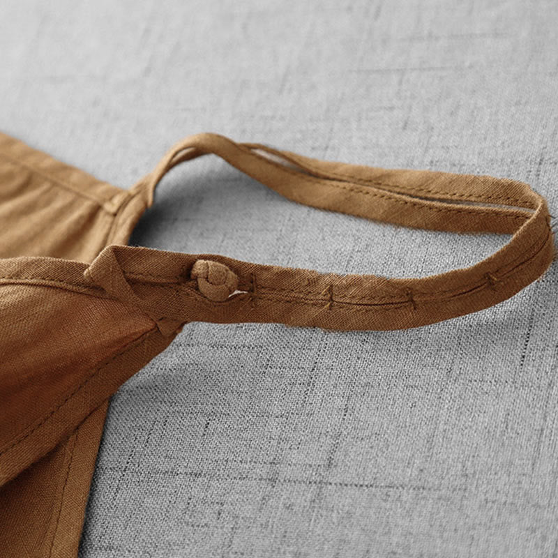 Buddha Stones Summer Plain Adjustable Strap Design Women's Cotton Linen Vest Waistcoat