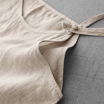 Buddha Stones Summer Plain Adjustable Strap Design Women's Cotton Linen Vest Waistcoat