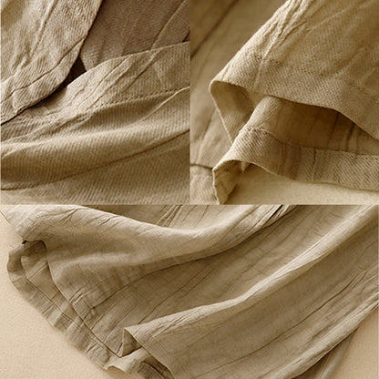 Buddha Stones Casual Summer Pure Color Pleated Design Sleeveless Women's Cotton Linen V-Neck Vest Cardigan