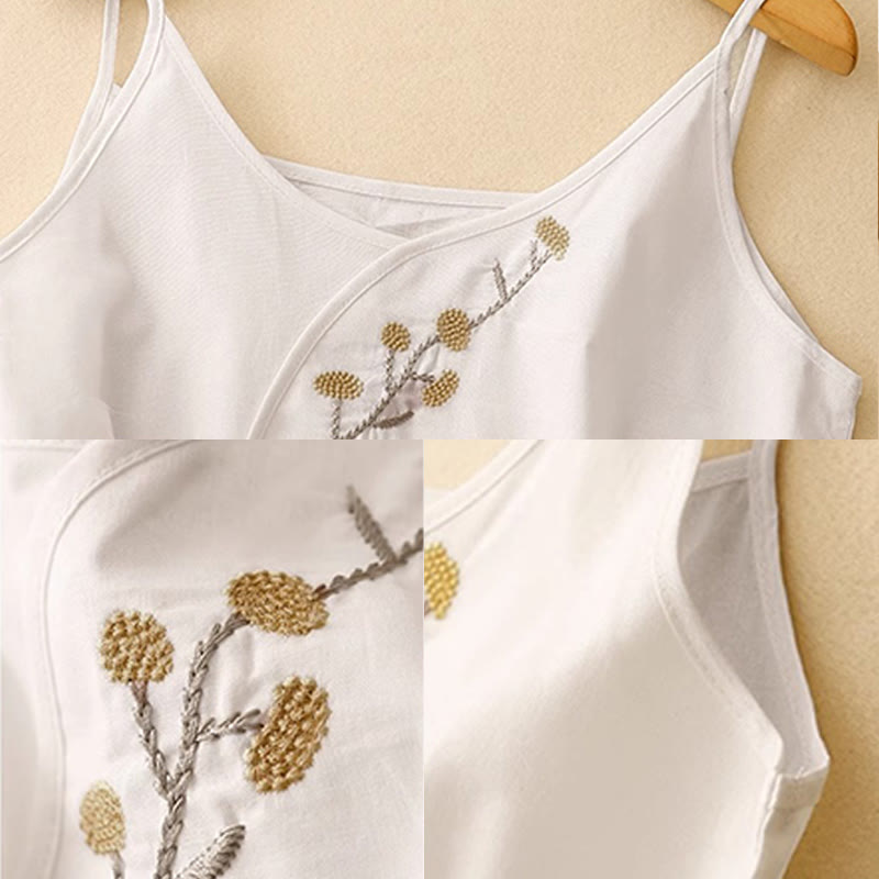 Buddha Stones Ethnic Embroidery Asymmetrical Design Women's Sleeveless Vest