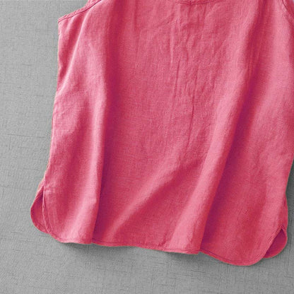 Buddha Stones Summer Plain Adjustable Strap Design Women's Cotton Linen Vest Waistcoat