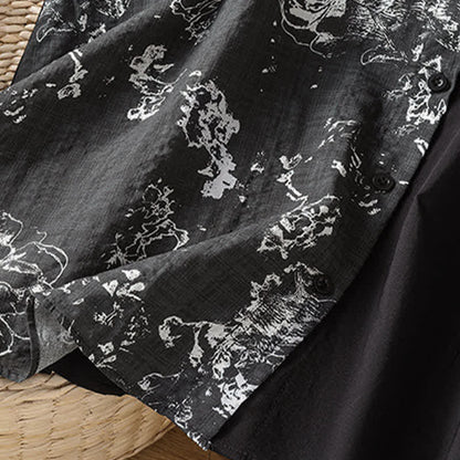 Buddha Stones Summer Minimalist Mandarin Collar Asymmetric Floral Print Women's Sleeveless Shirts