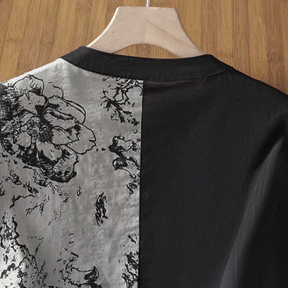 Buddha Stones Summer Minimalist Mandarin Collar Asymmetric Floral Print Women's Sleeveless Shirts