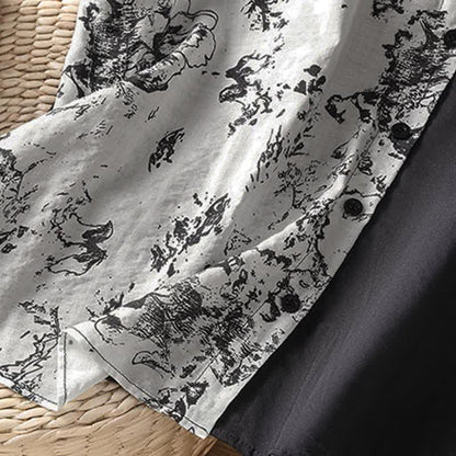 Buddha Stones Summer Minimalist Mandarin Collar Asymmetric Floral Print Women's Sleeveless Shirts