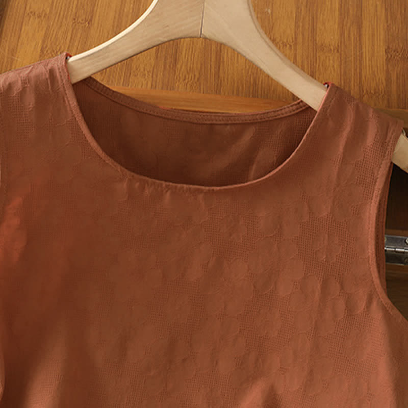 Buddha Stones Summer Casual Side Slit Flower Women's Sleeveless T-Shirts Tank Top