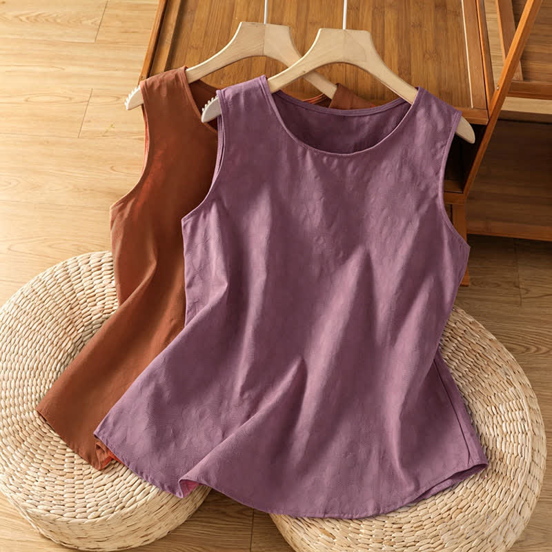 Buddha Stones Summer Casual Side Slit Flower Women's Sleeveless T-Shirts Tank Top