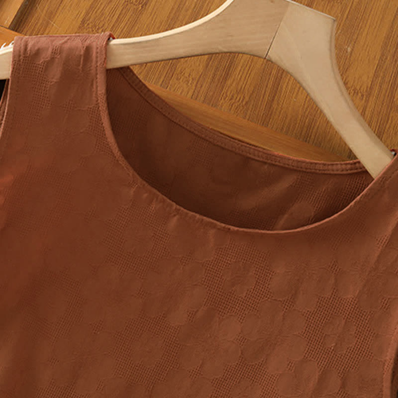 Buddha Stones Summer Casual Side Slit Flower Women's Sleeveless T-Shirts Tank Top