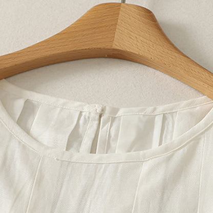 Buddha Stones Summer Elegant Pleated Solid Tank Top Vertical Seam Women's Sleeveless T-shirts
