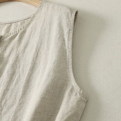 Buddha Stones Summer Casual Minimalist Button-Up Geometric Women's Sleeveless Shirts Tank Top