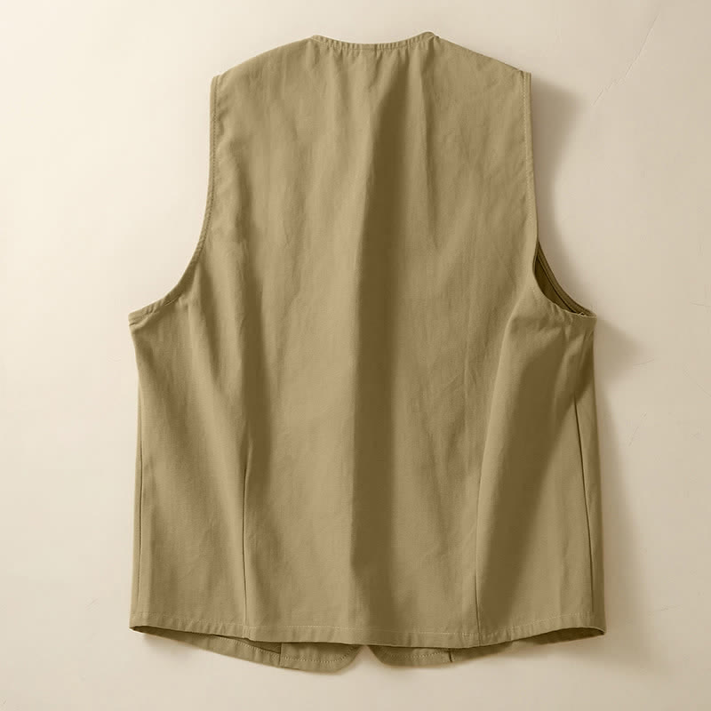 Buddha Stones Summer Casual Minimalist Button-Up Solid Women's Sleeveless Shirts Tank Top With Pocket