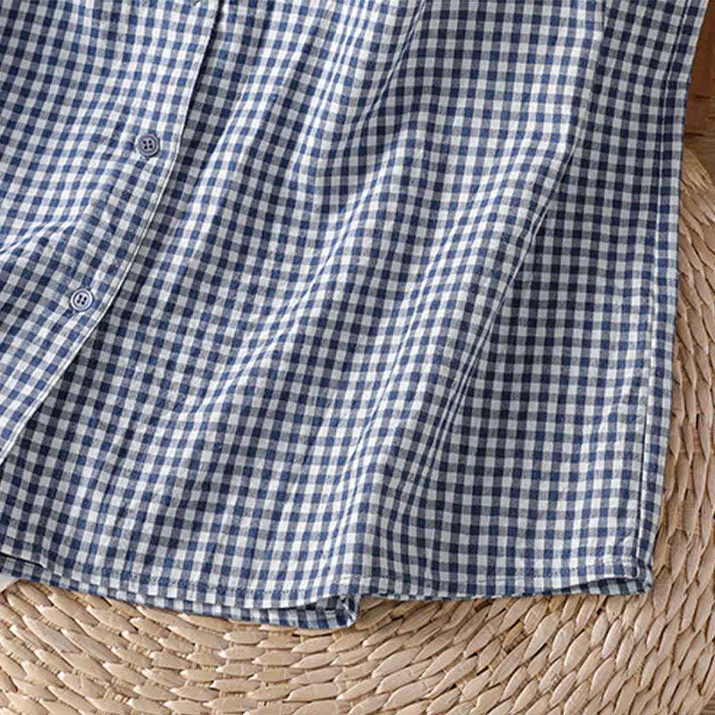 Buddha Stones Summer Casual Vintage Button-Up Plaid Women's Sleeveless Shirts Tank Top