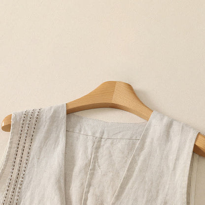 Buddha Stones Summer Casual Minimalist Button-Up Solid Women's Sleeveless Shirts Tank Top