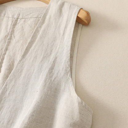 Buddha Stones Summer Casual Minimalist Button-Up Solid Women's Sleeveless Shirts Tank Top