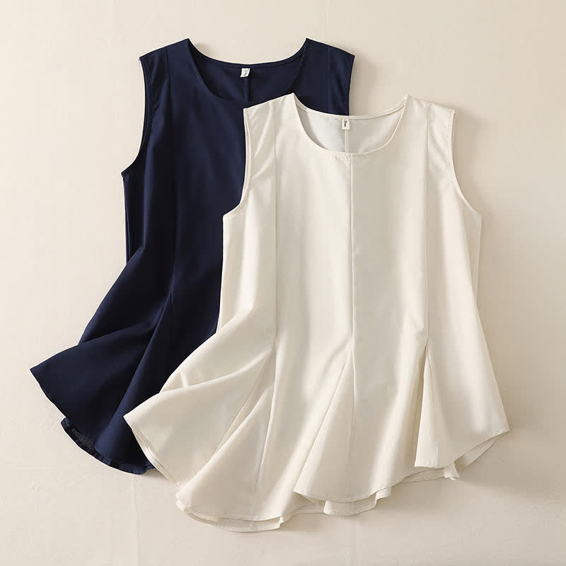 Buddha Stones Summer Minimalist Basic Solid Crew Neck Tank Top Women's Sleeveless T-Shirts