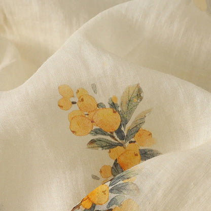 Buddha Stones Summer Tang Style Vintage Mandarin Collar Yellow Loquat Floral Tank Top Women's Sleeveless Shirts