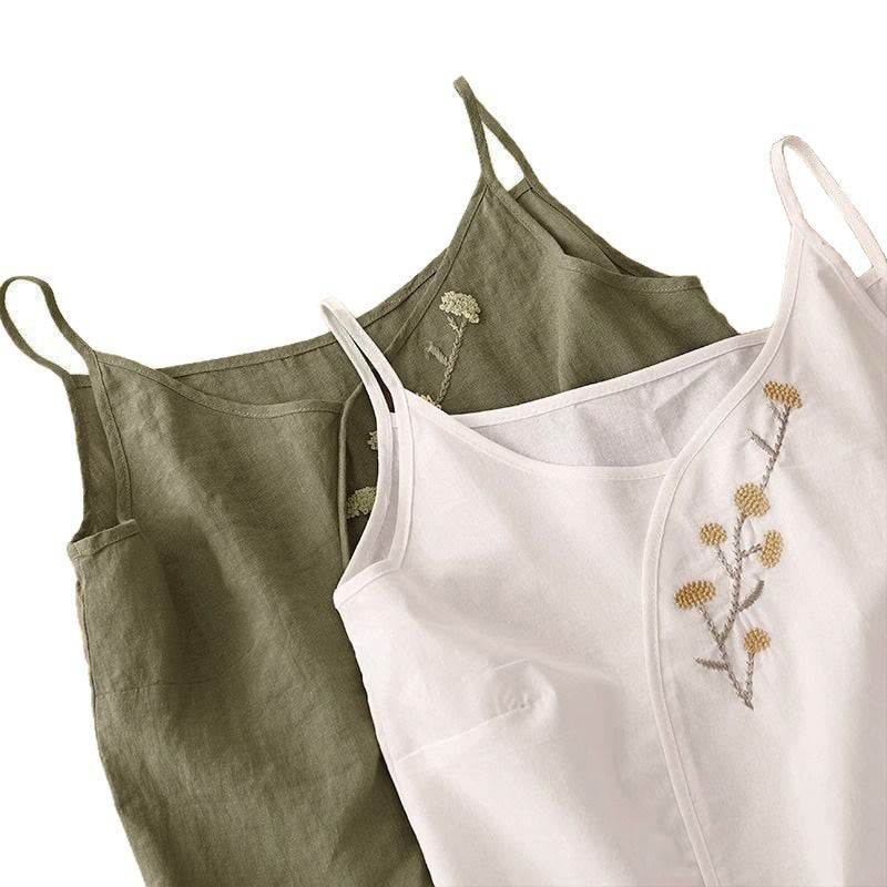 Buddha Stones Ethnic Embroidery Asymmetrical Design Women's Sleeveless Vest