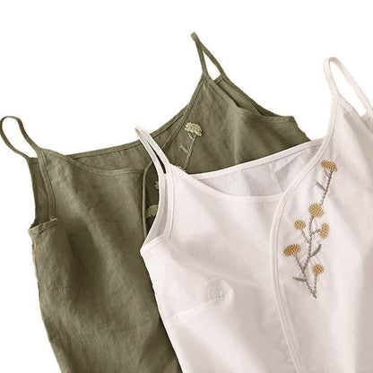 Buddha Stones Ethnic Embroidery Asymmetrical Design Women's Sleeveless Vest