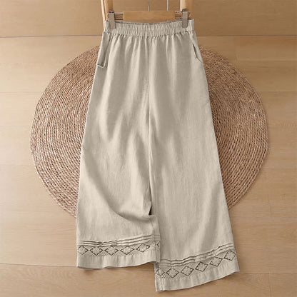 Buddha Stones Summer Casual Vintage Geometric Tank Top Hollow Hem Back Buttons Women's Sleeveless Shirts With Patch Pocket