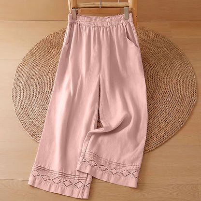 Buddha Stones Summer Casual Vintage Geometric Tank Top Hollow Hem Back Buttons Women's Sleeveless Shirts With Patch Pocket