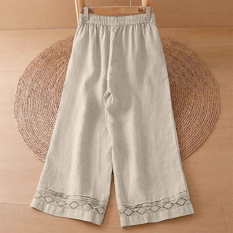 Buddha Stones Summer Casual Vintage Geometric Tank Top Hollow Hem Back Buttons Women's Sleeveless Shirts With Patch Pocket