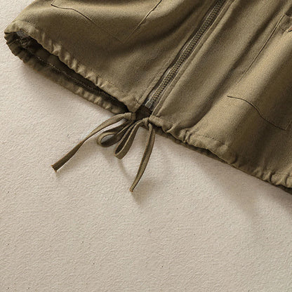 Buddha Stones Summer Casual Drawstring Solid Zipper Design Women's Sleeveless Hooded Shirts With Pockets