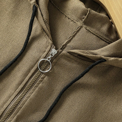Buddha Stones Summer Casual Drawstring Solid Zipper Design Women's Sleeveless Hooded Shirts With Pockets