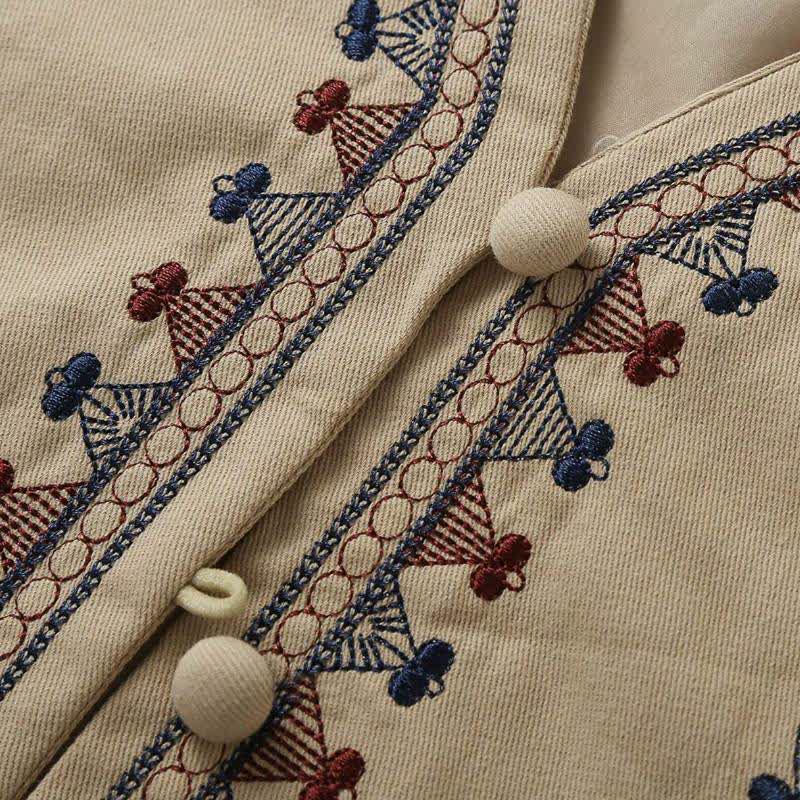 Buddha Stones Summer Boho Vintage Embroidery Geometric Tank Top Women's Sleeveless Shirts