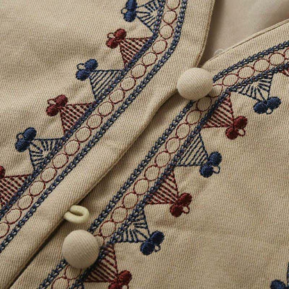 Buddha Stones Summer Boho Vintage Embroidery Geometric Tank Top Women's Sleeveless Shirts