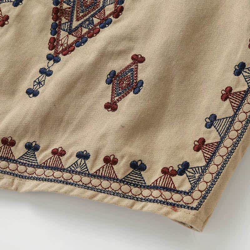 Buddha Stones Summer Boho Vintage Embroidery Geometric Tank Top Women's Sleeveless Shirts