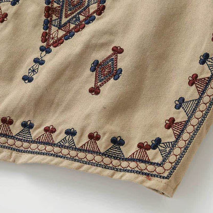 Buddha Stones Summer Boho Vintage Embroidery Geometric Tank Top Women's Sleeveless Shirts