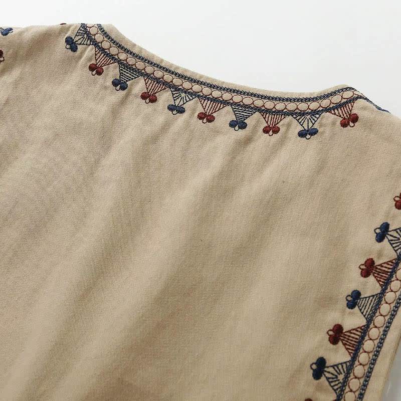Buddha Stones Summer Boho Vintage Embroidery Geometric Tank Top Women's Sleeveless Shirts