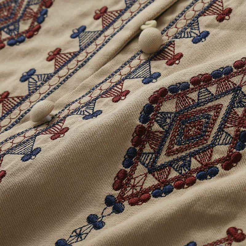 Buddha Stones Summer Boho Vintage Embroidery Geometric Tank Top Women's Sleeveless Shirts